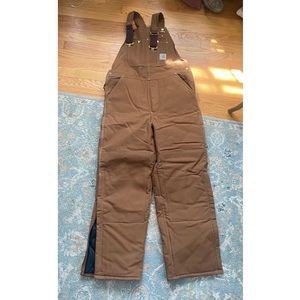 Carhartt Brown Duck Quilt-Lined Arctic Bib Overall with Leg Zipper